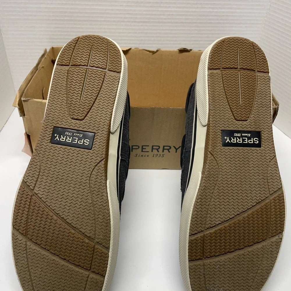 Sperry Charcoal Gray Two-Eye Boat Shoes with Cream Sole